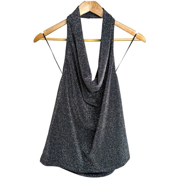 Express Metallic Cowl Neck Halter Top NWT Size Medium - Picture 1 of 6
